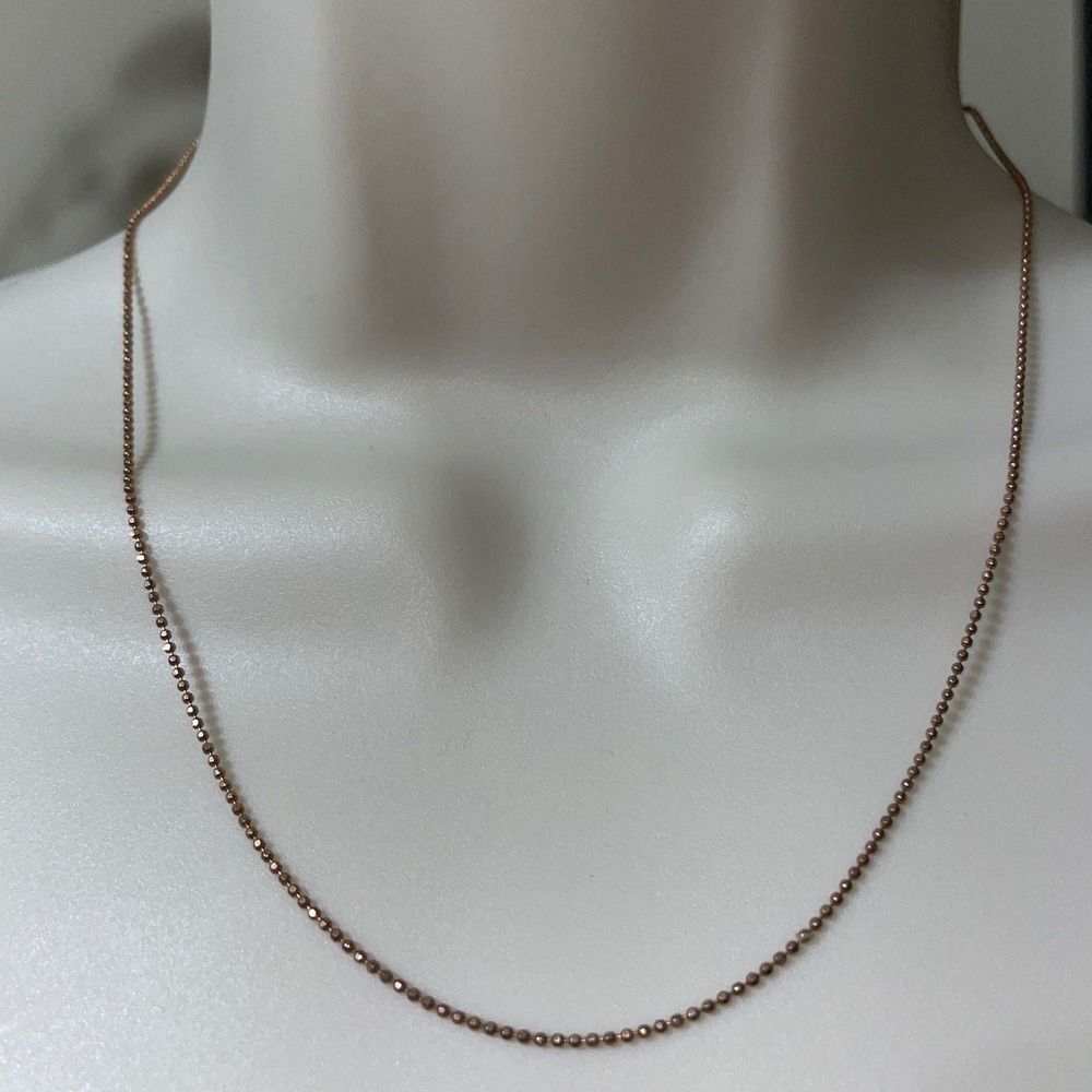 Rose Gold 925 Sterling Silver Bead Ball Chain Necklace italy W/ 17.5" - Picture 6 of 16